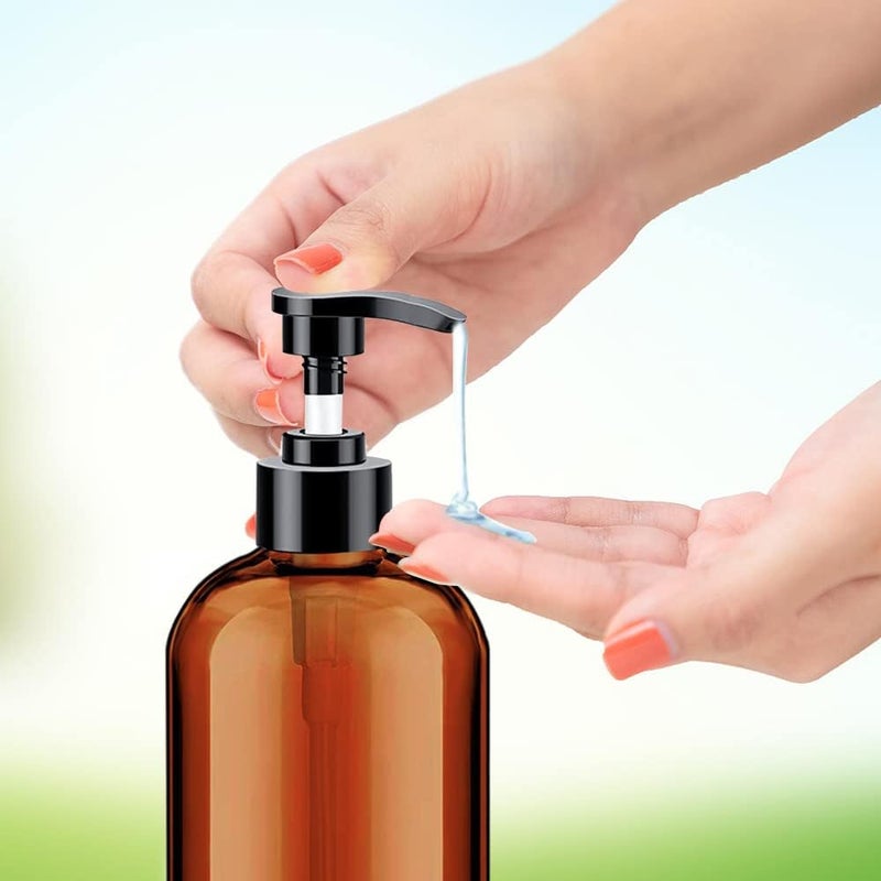 Xlent Soap Dispenser with Rust Proof Pump, Waterproof Labels (2 Pack,16 Oz) Bathroom, Plastic Hand Dish Soap Dispenser for Kitchen, Premium Thick Soap Pump Bottles (Amber) - Image 2